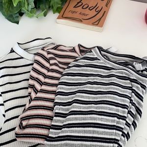 Striped cropped baby tee shirts